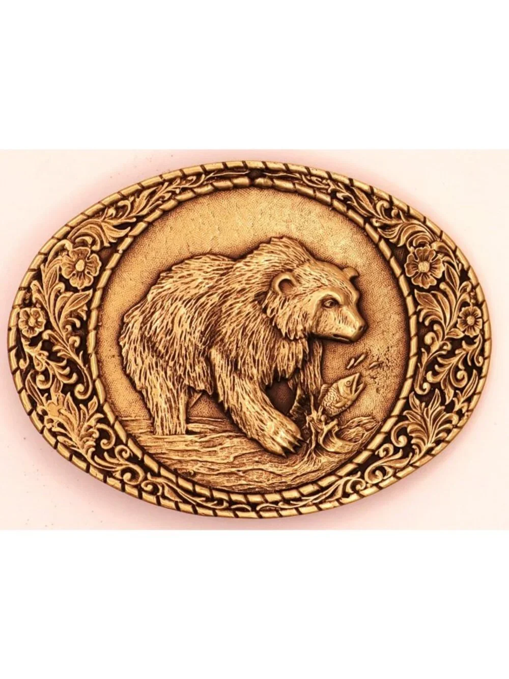 Solid Brass Grizzly Bear Belt Buckle - Heirloom Accessory for Outdoor Lovers